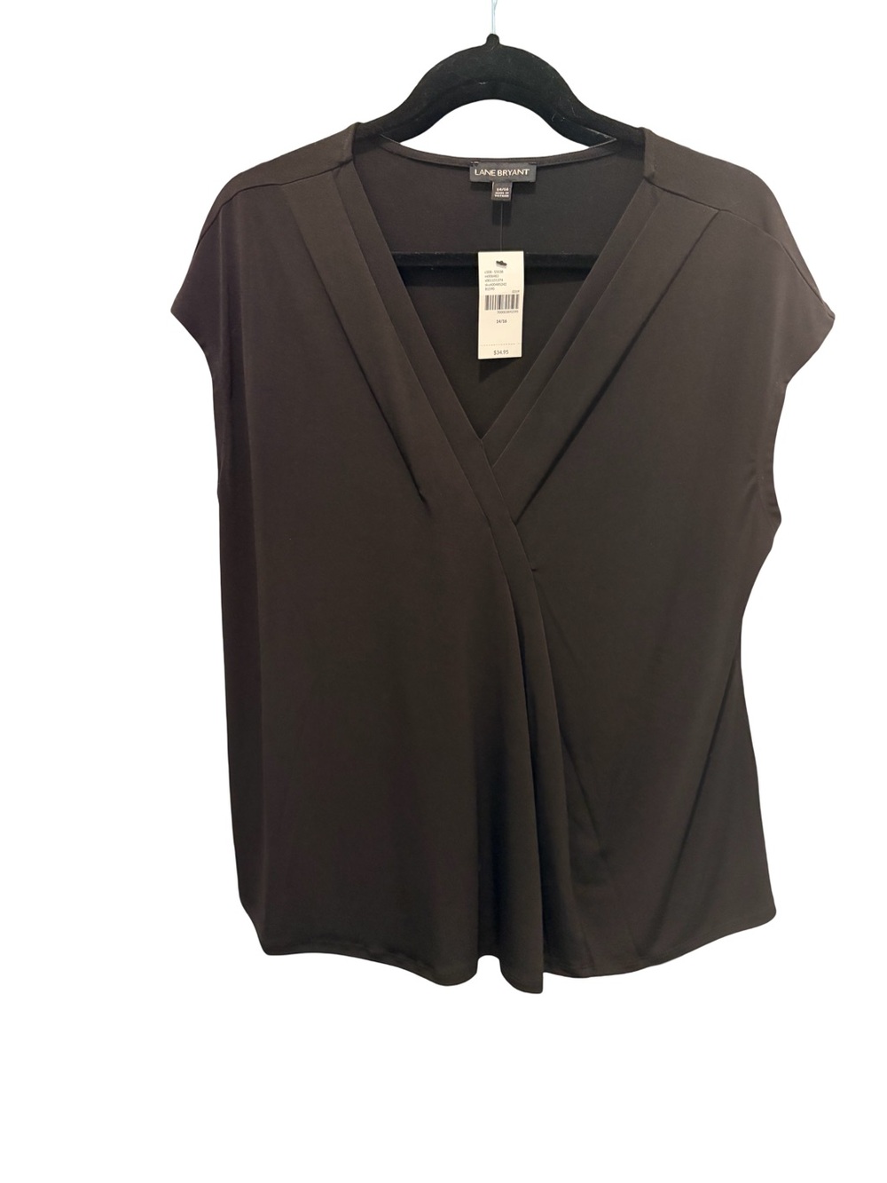 Lane Bryant NWT Black Pleat Front V-Neck Blouse Size 14/16 NWT